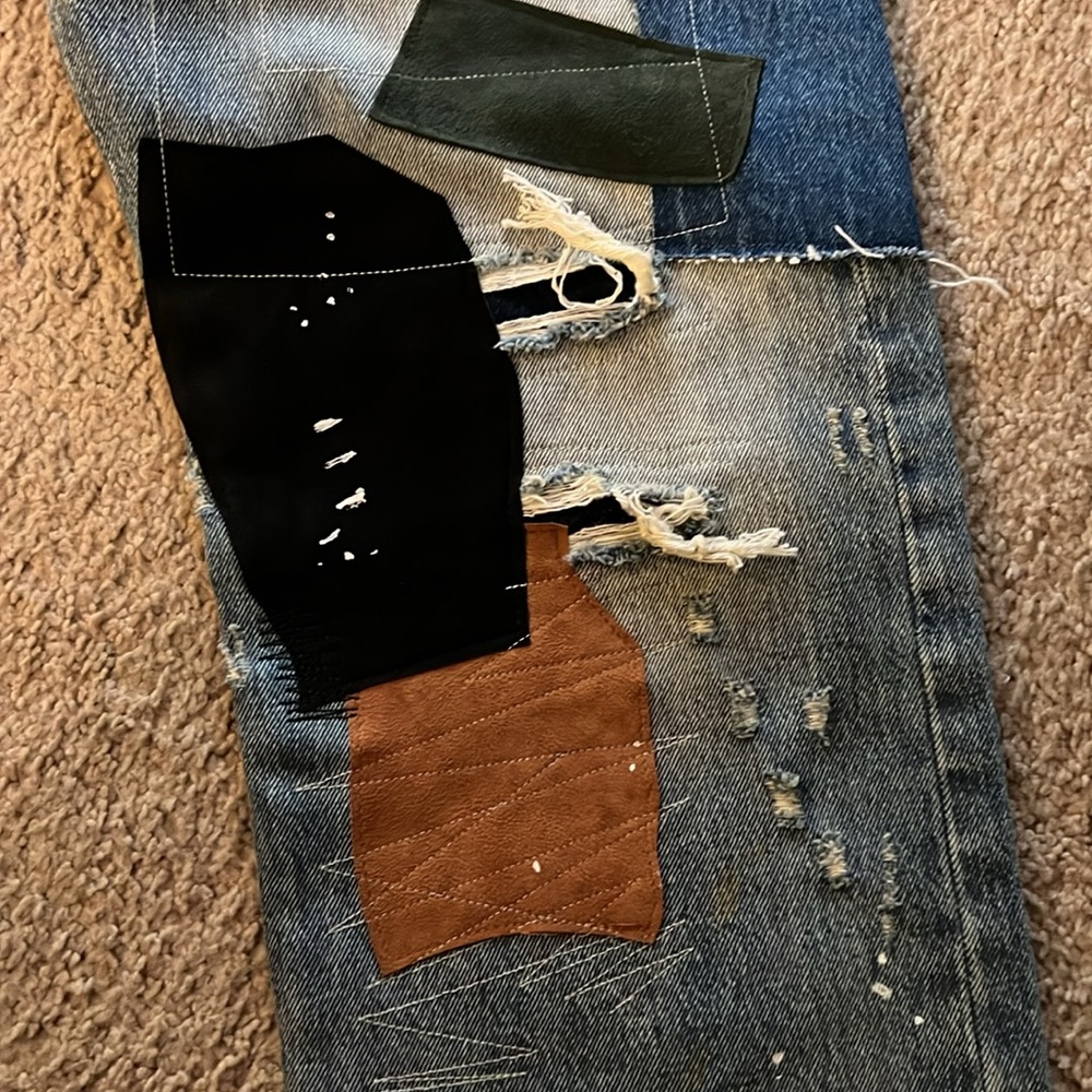 Levi's Men's Straight Jeans with Distressed Patchwork